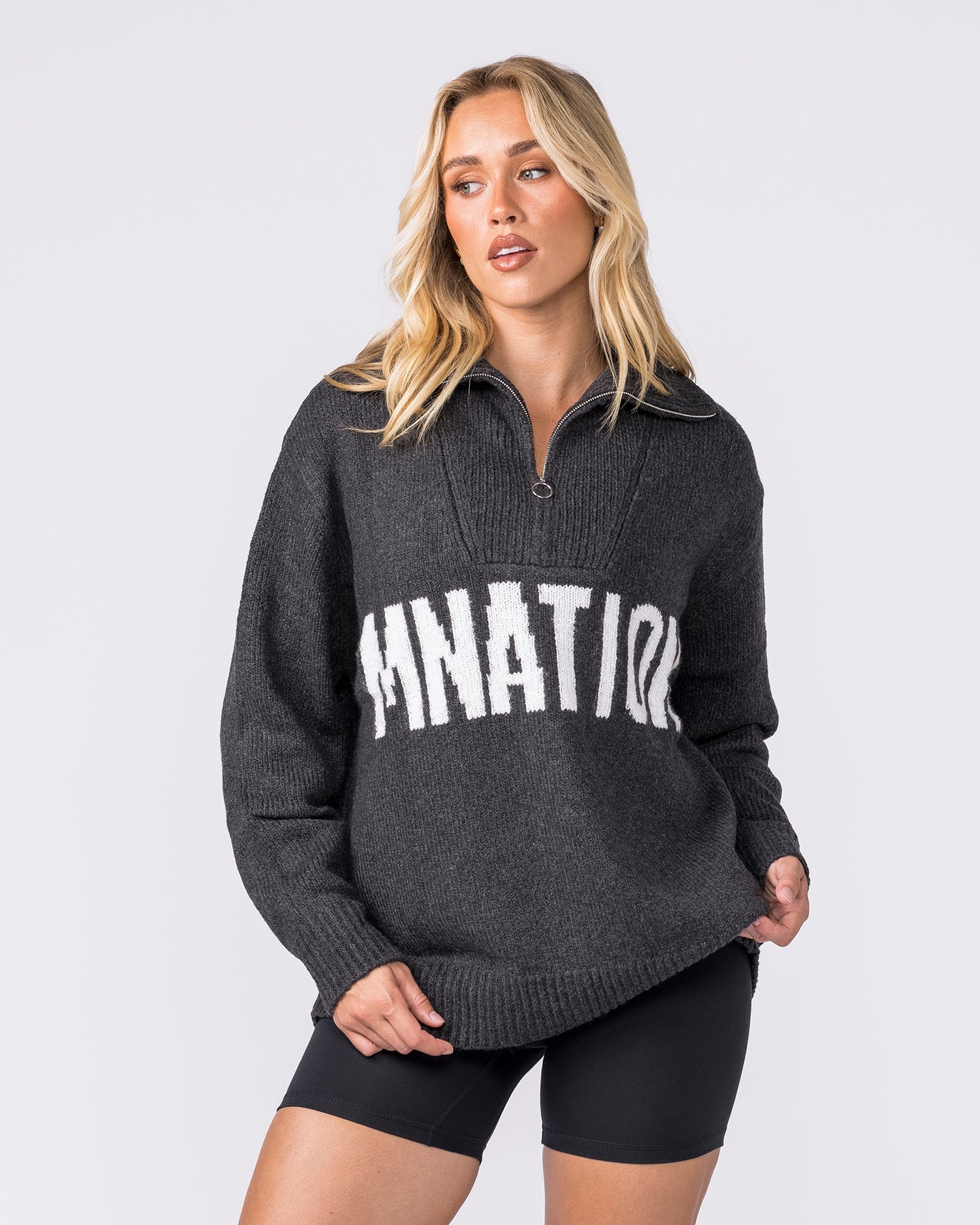 Heritage Oversized Knit - Black Marl-Jumpers & Hoodies-XXS / XS-042601BLKMRL-XXS / XS-MNAPPRL49880-4-Muscle Nation