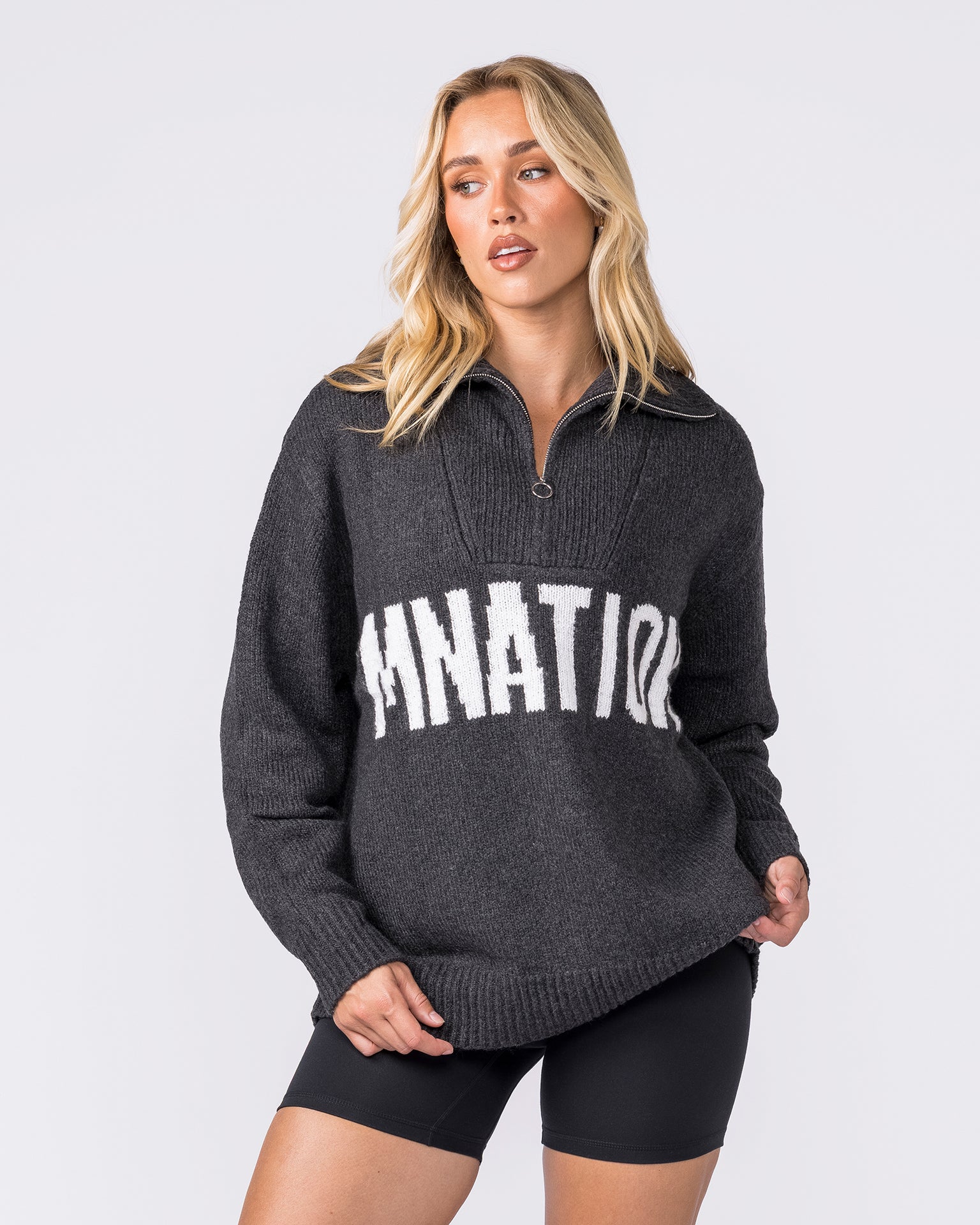 Heritage Oversized Knit - Black Marl-Jumpers & Hoodies-XXS / XS-042601BLKMRL-XXS / XS-MNAPPRL49880-4-Muscle Nation