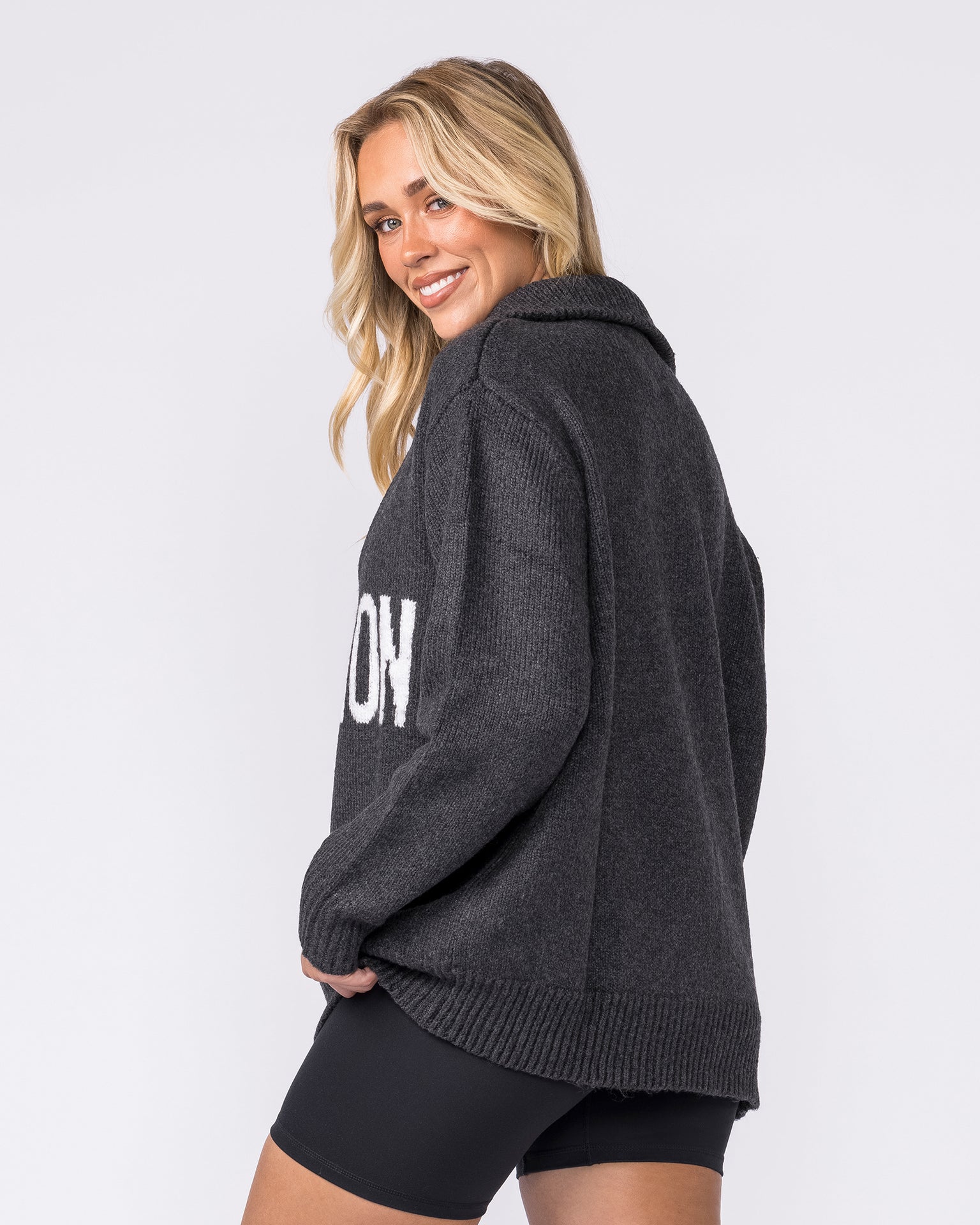 Heritage Oversized Knit - Black Marl-Jumpers & Hoodies-XXS / XS-042601BLKMRL-XXS / XS-MNAPPRL49880-3-Muscle Nation