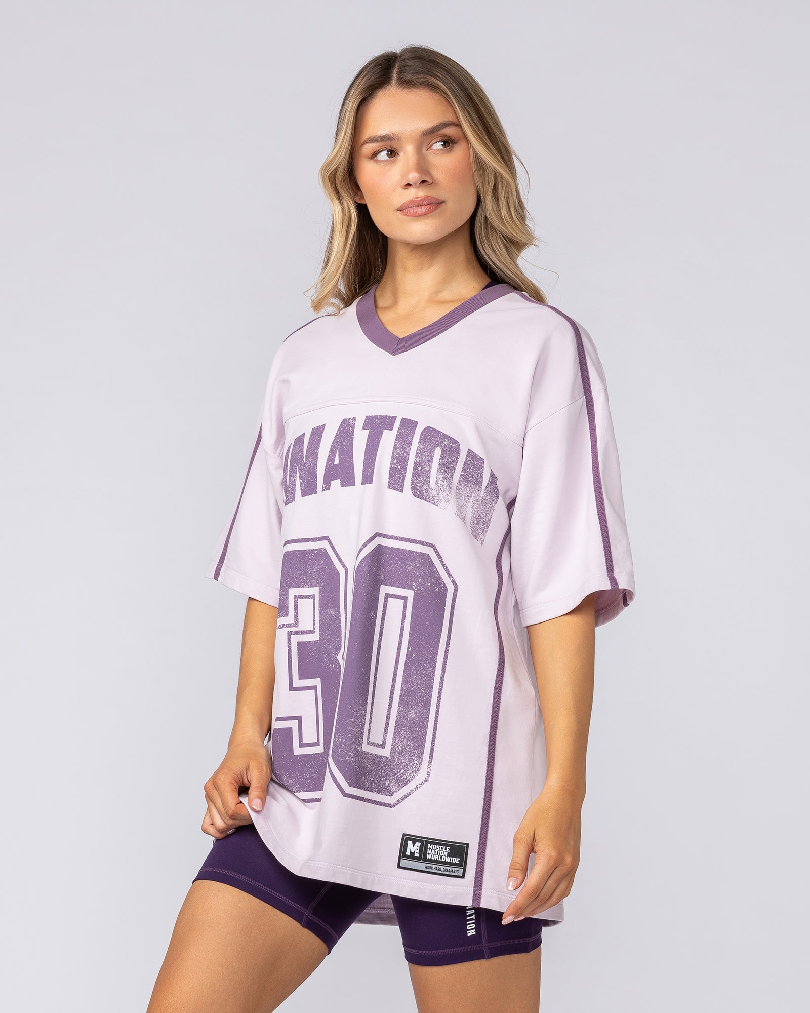 Homage Oversized Tee - Lilac Snow – Muscle Nation