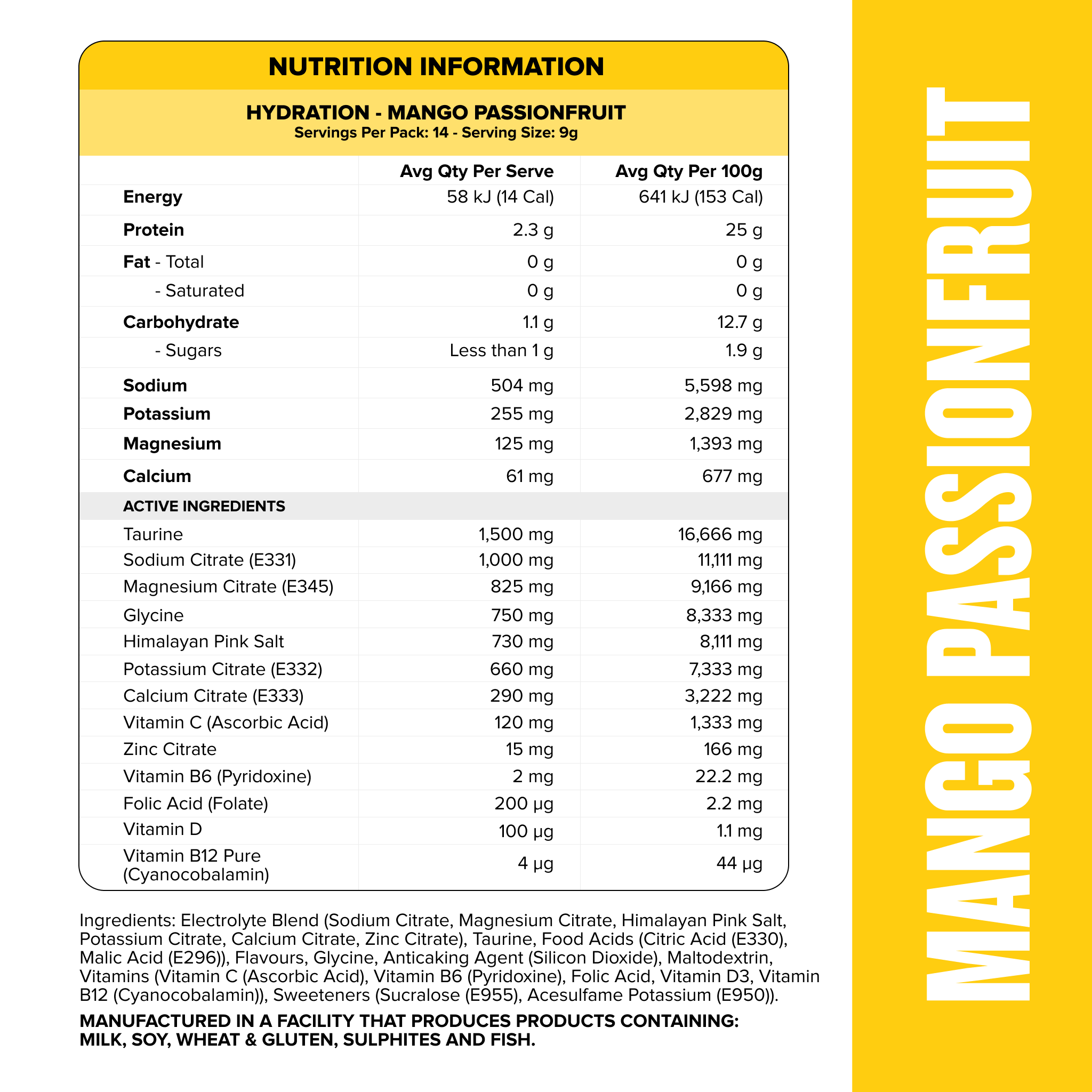 HYDRATION Sticks - Mango Passionfruit - 14 Pack-Hydration-MNSUPPS0401-9359054002906-3-Muscle Nation