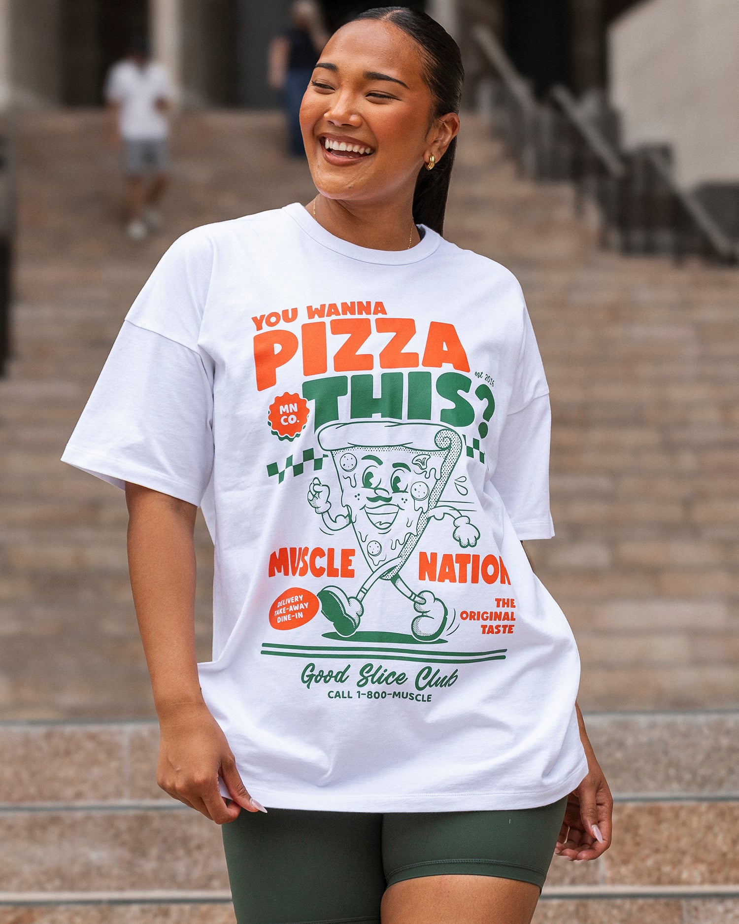 Womens Pizza This Oversized Tee - White-T-Shirts-XXS-1124188WHT-XXS-MNAPPRL34694-1-Muscle Nation