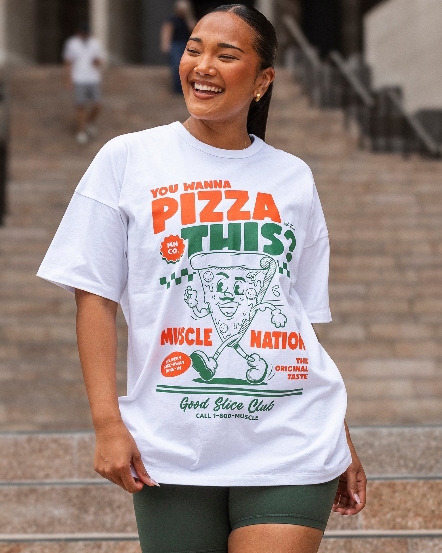 Womens Pizza This Oversized Tee - White-T-Shirts-XXS-1124188WHT-XXS-MNAPPRL34694-1-Muscle Nation