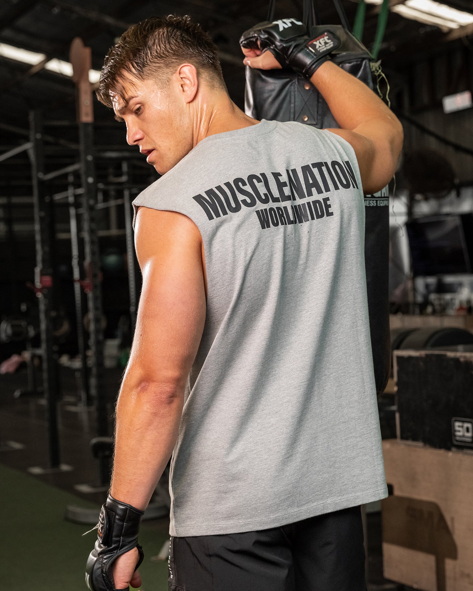 Worldwide Muscle Tank - Light Grey Marl-Singlets & Tanks-S-062402 LTGRYMRL-S-MNAPPRL31744-1-Muscle Nation