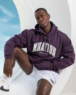 Varsity Oversized Hoodie - Midnight Plum