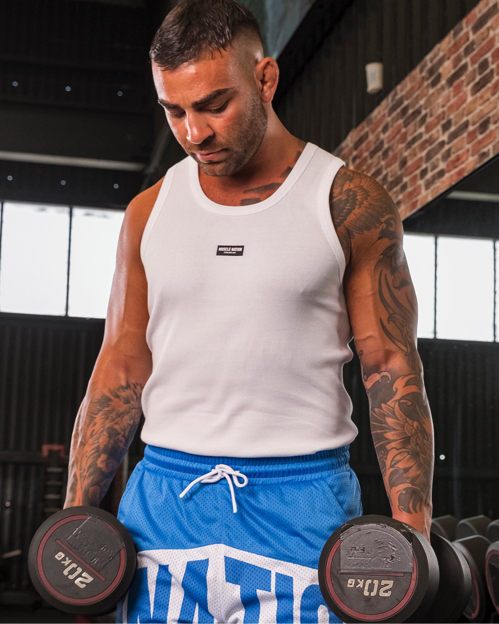 Rib Fitted Training Tank - White