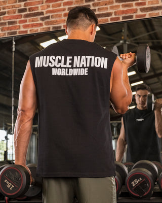 Worldwide Muscle Tank - Black-Singlets & Tanks-S-062402 BLK-S-MNAPPRL31737-1-Muscle Nation