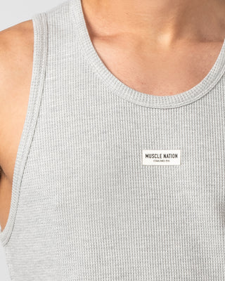 Waffle Tank - Grey Marl-Singlets & Tanks-S-082408GRYMRL-S-MNAPPRL32465-2-Muscle Nation