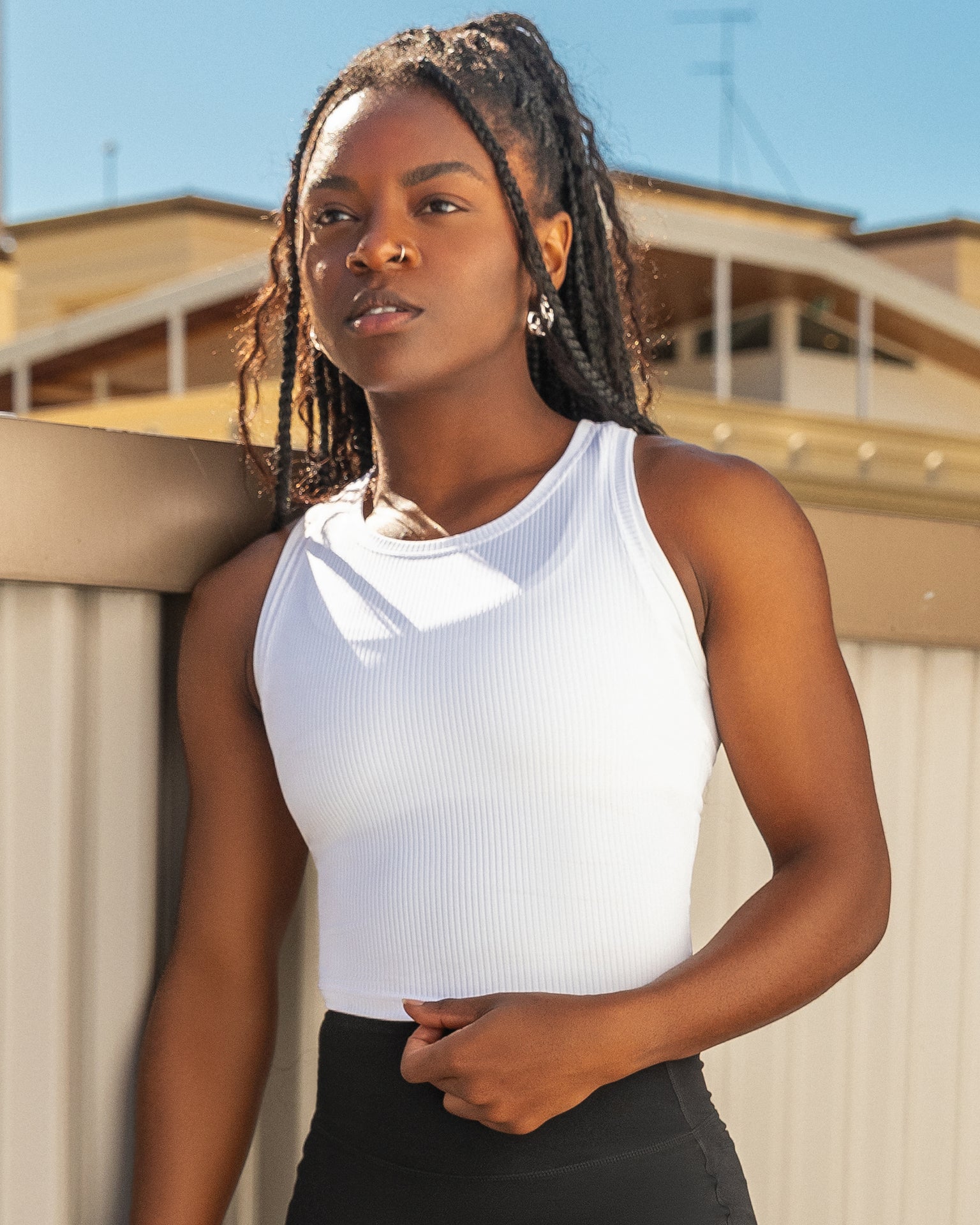 Rib Staple Cropped Tank - White-Singlets & Tanks-XXS-082432WHT-XXS-MNAPPRL32397-1-Muscle Nation