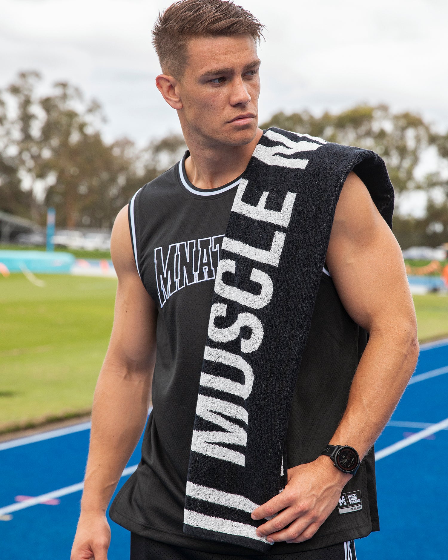 Gym Towel - Black/ White-Accessories-Black/ White-ACC1124144BLKWHT-ONE-MNAPPRL32743-1-Muscle Nation