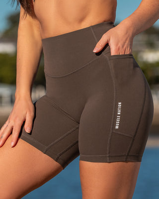 Agility Aura Pocket Bike Shorts - Deep Brown-Shorts-XXS-082422DEPBRN-XXS-MNAPPRL32217-1-Muscle Nation