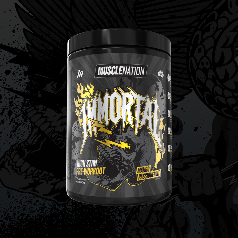 IMMORTAL Pre-Workout - Mango Passionfruit - 40 serves-Pre-Workouts-MNSUPPS0407-9359054002999-1-Muscle Nation