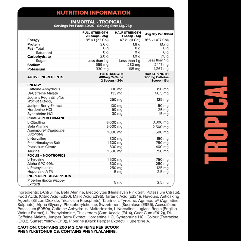 IMMORTAL Pre-Workout Tropical - Muscle Nation pre-workout, view 2