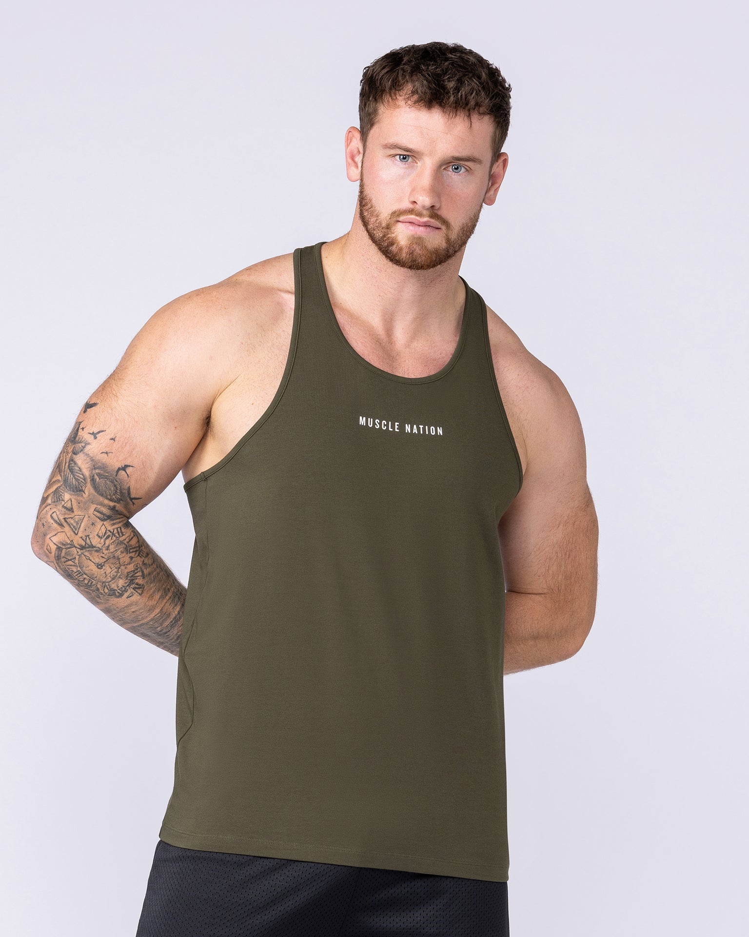 Infinite Y Back Singlet - Dark Khaki-Singlets & Tanks-S-072301DKHAKI-S-MNAPPRL25366-3-Muscle Nation