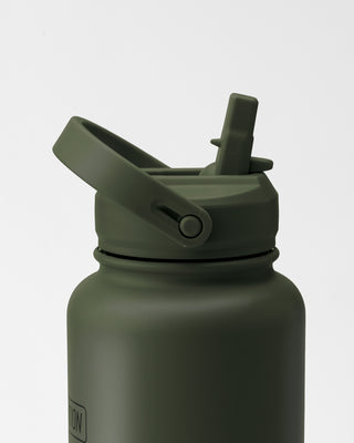 1L Insulated Water Bottle - Dark Khaki-Accessories-Dark Khaki-ACC1124135DKHAKI-ONE-MNAPPRL32731-2-Muscle Nation
