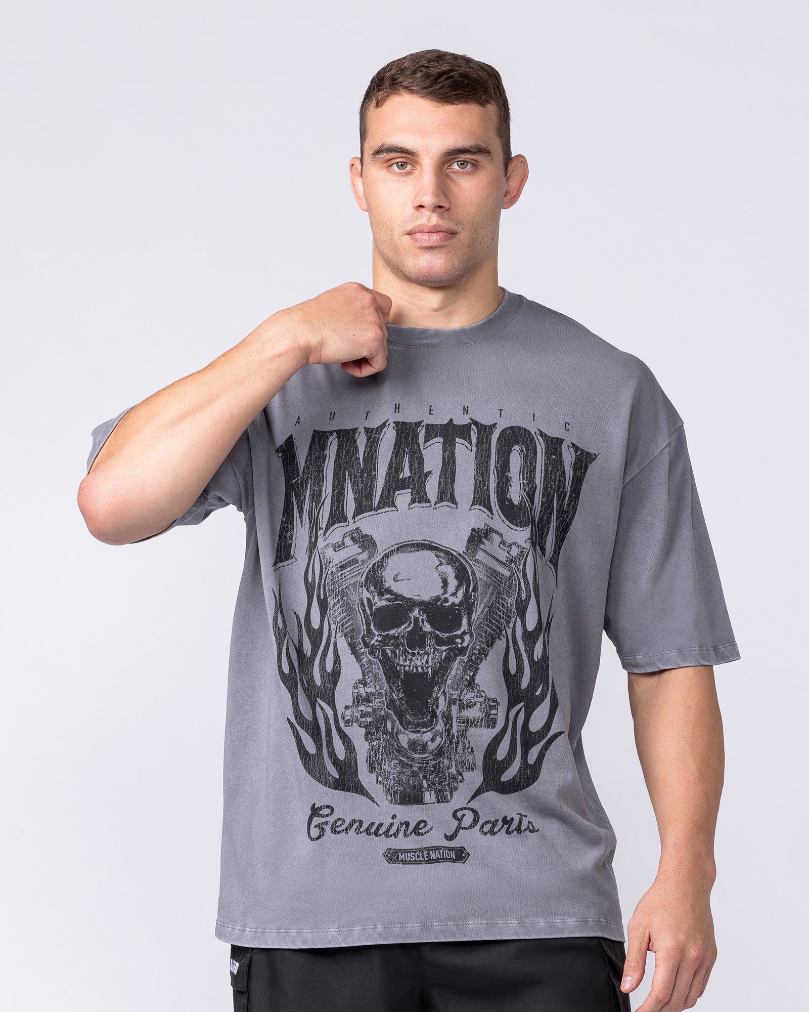 Iron Skull Oversized Tee - Washed Tornado