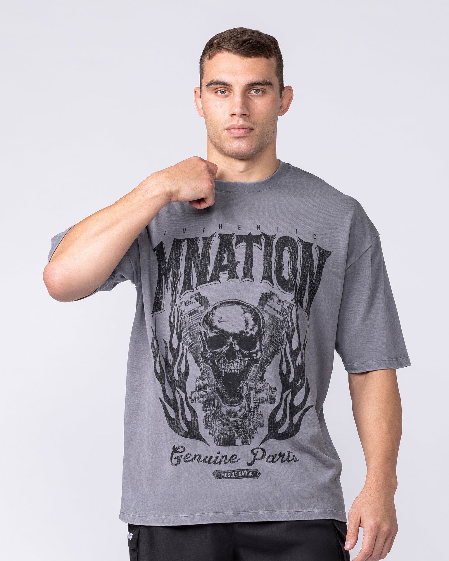 Iron Skull Oversized Tee - Washed Tornado