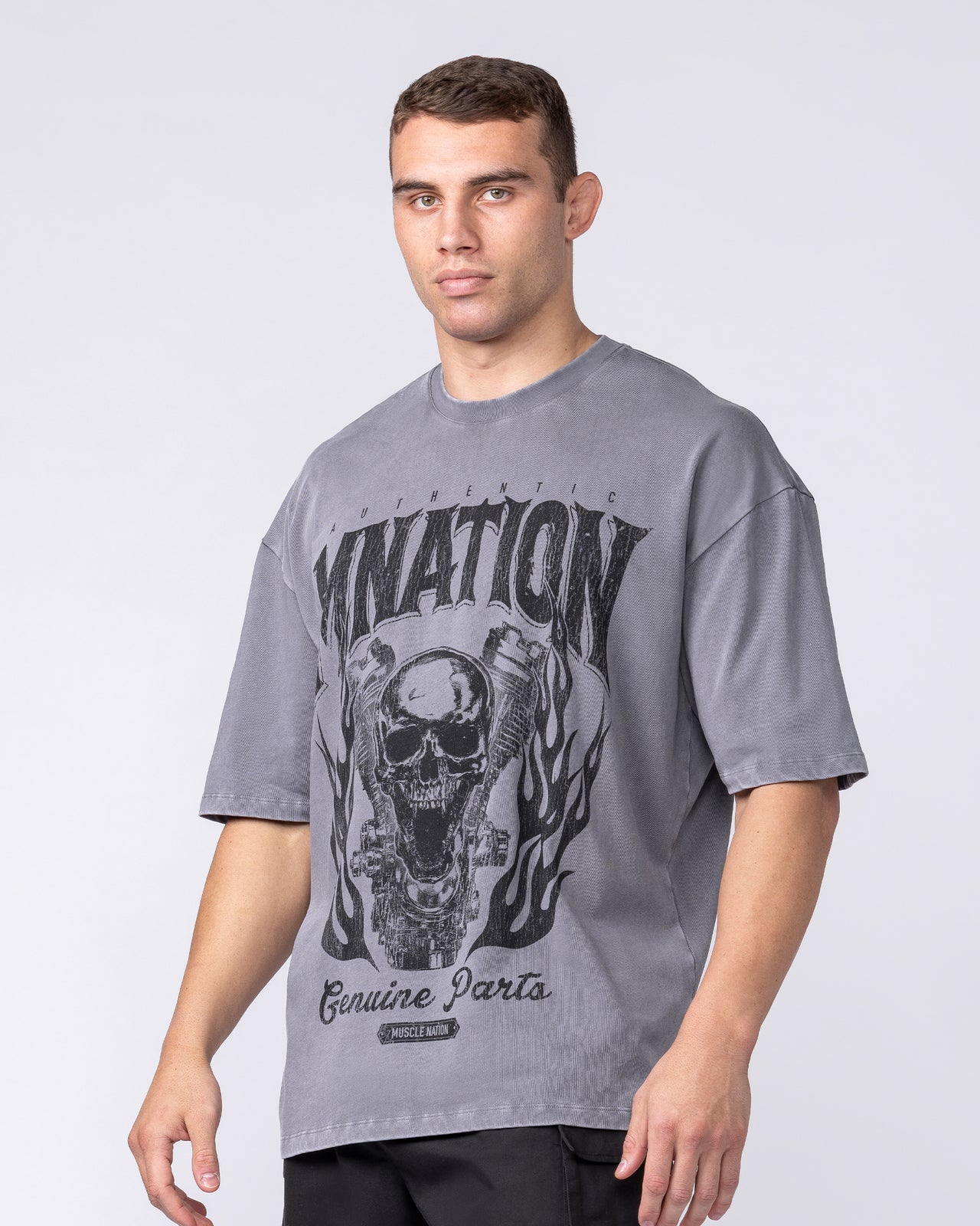 Iron Skull Oversized Tee - Washed Tornado