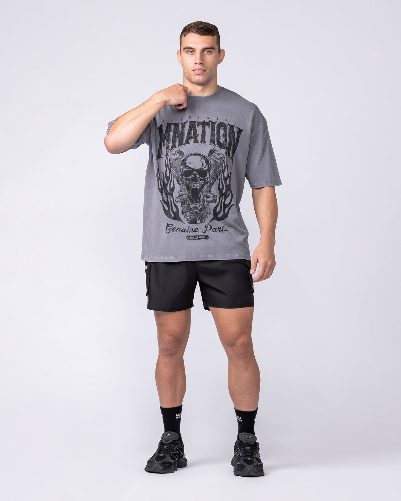 Iron Skull Oversized Tee - Washed Tornado