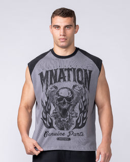 Iron Skull Raglan Boxy Muscle Tank - Washed Tornado