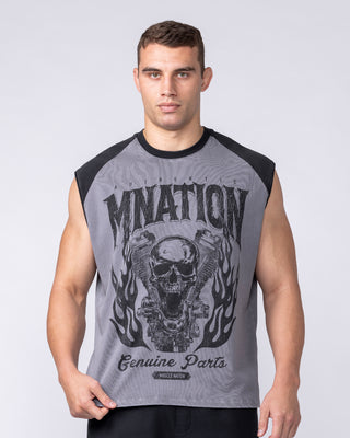Iron Skull Raglan Boxy Muscle Tank - Washed Tornado