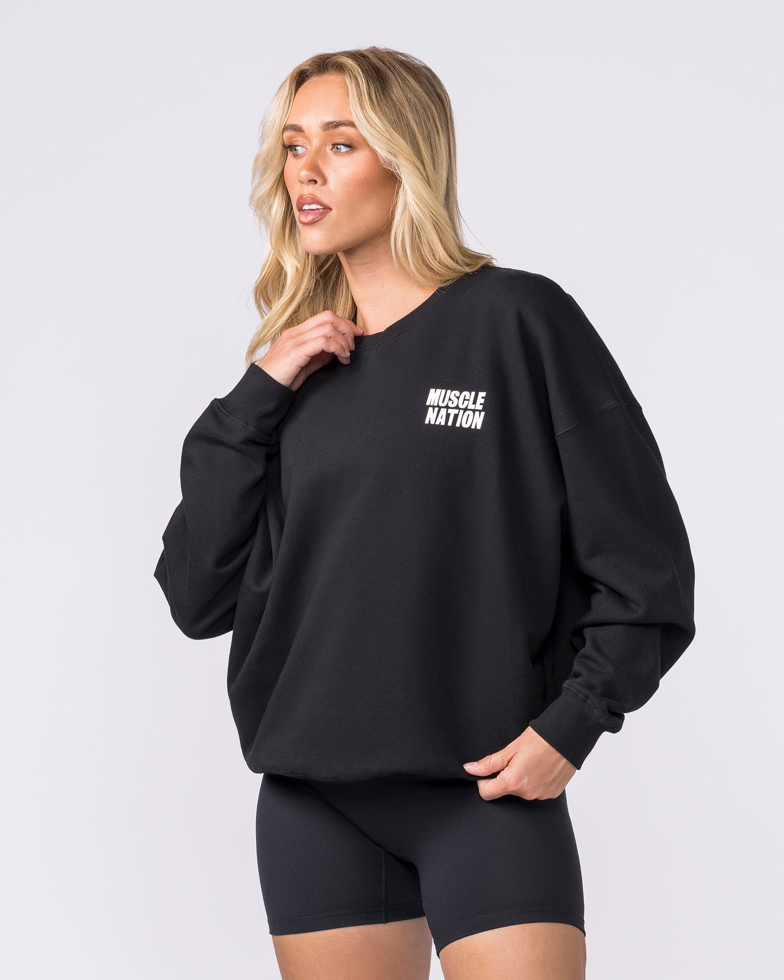 Kick-Start Boxy Pullover - Black-Jumpers & Hoodies-XXS-042618BLK-XXS-MNAPPRL50223-4-Muscle Nation