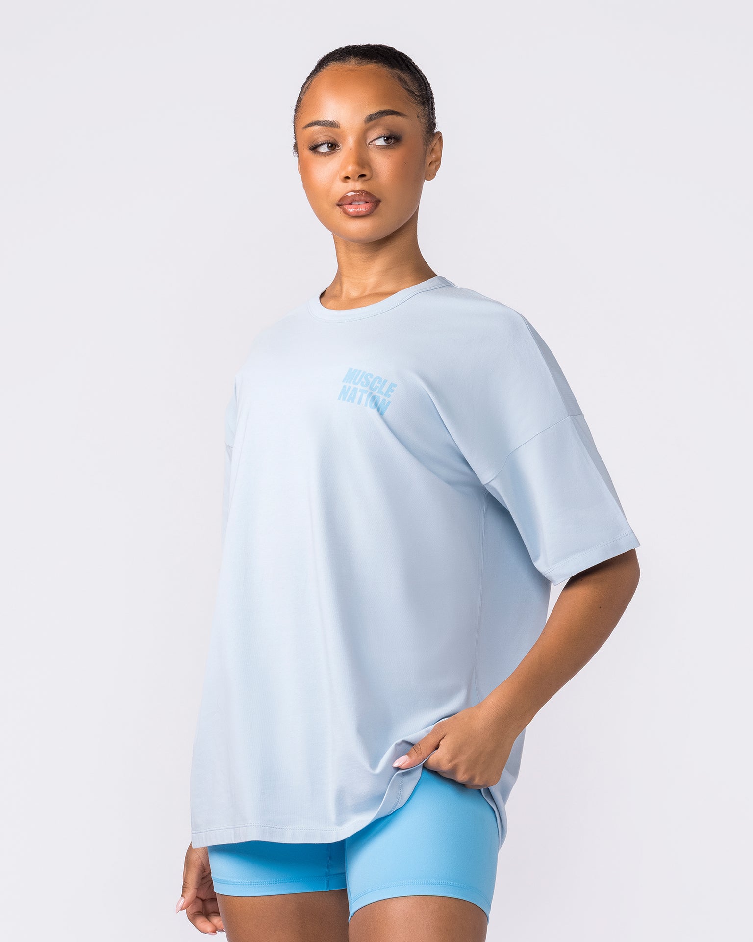 Kick-Start Oversized Tee - Bluebell-T-Shirts-XXS-042614BLBL-XXS-MNAPPRL50189-3-Muscle Nation