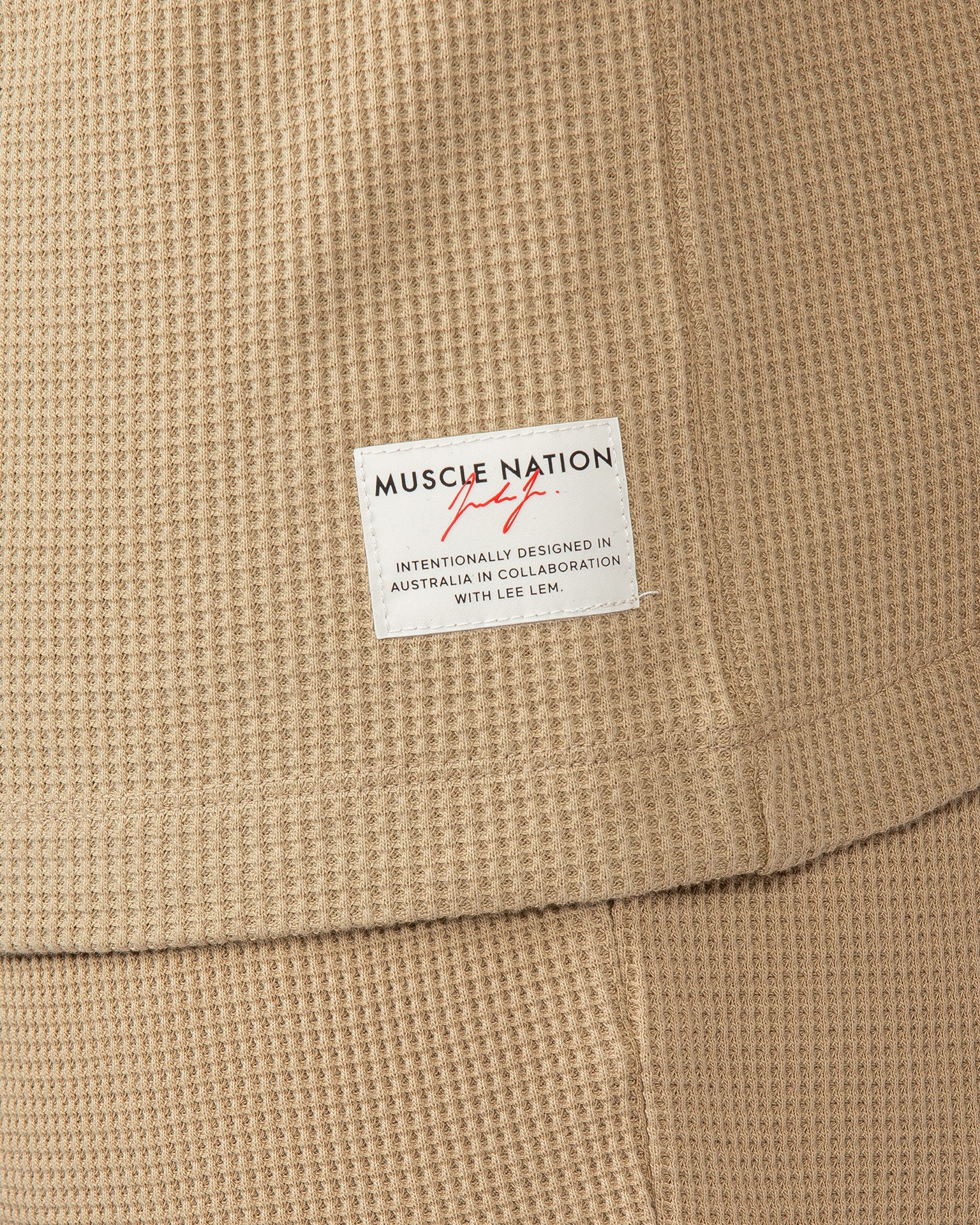 Lee Lem Short Boxy Waffle Muscle Tank - Butterscotch-Singlets & Tanks-XS-022548BTTRSTCH-XS-MNAPPRL42807-6-Muscle Nation