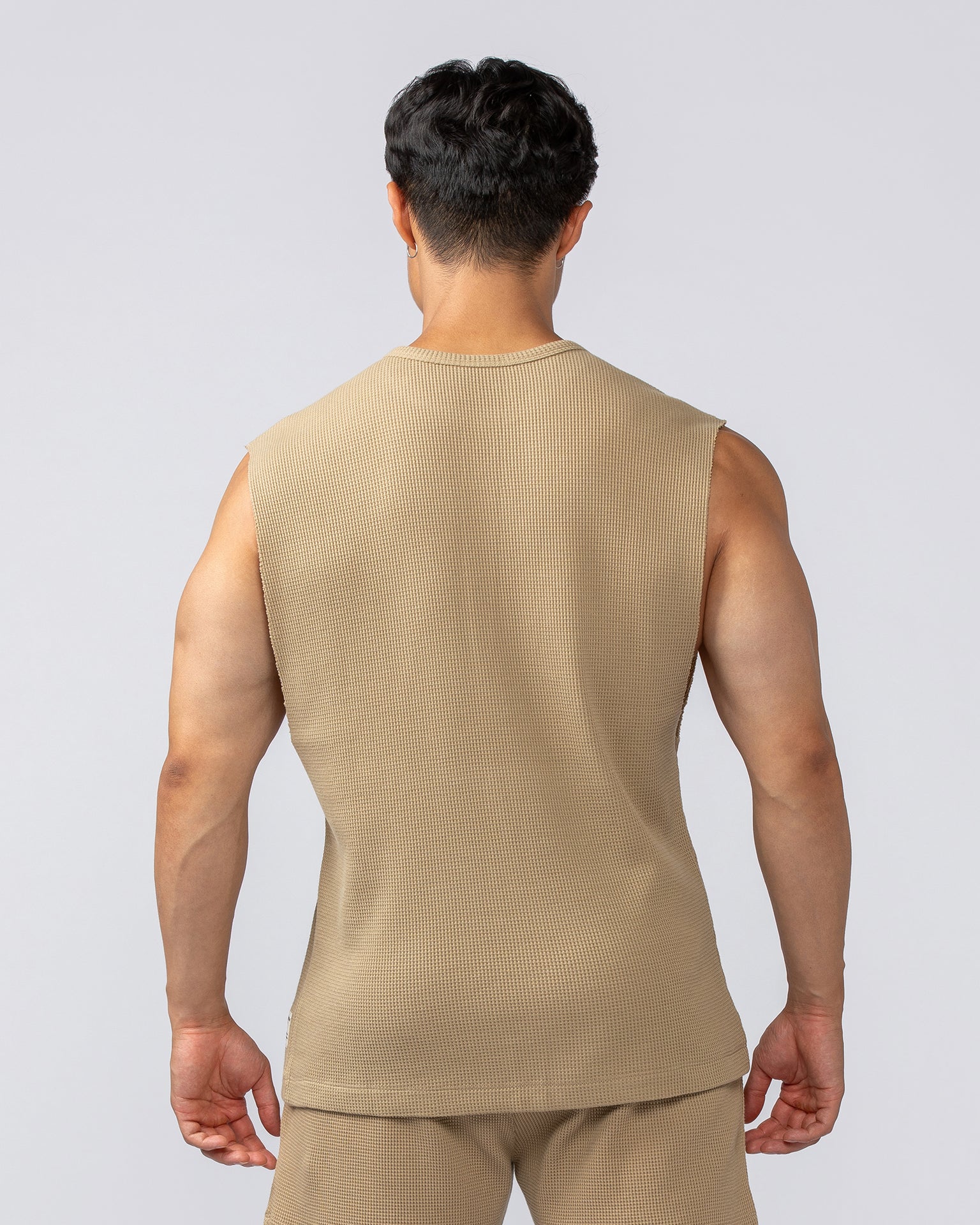 Lee Lem Short Boxy Waffle Muscle Tank - Butterscotch-Singlets & Tanks-XS-022548BTTRSTCH-XS-MNAPPRL42807-5-Muscle Nation