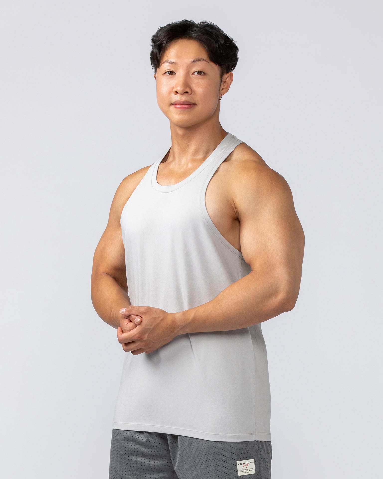 Lee Lem String Singlet - Ice Grey-Singlets & Tanks-S-022550ICEGREY-S-MNAPPRL40891-3-Muscle Nation