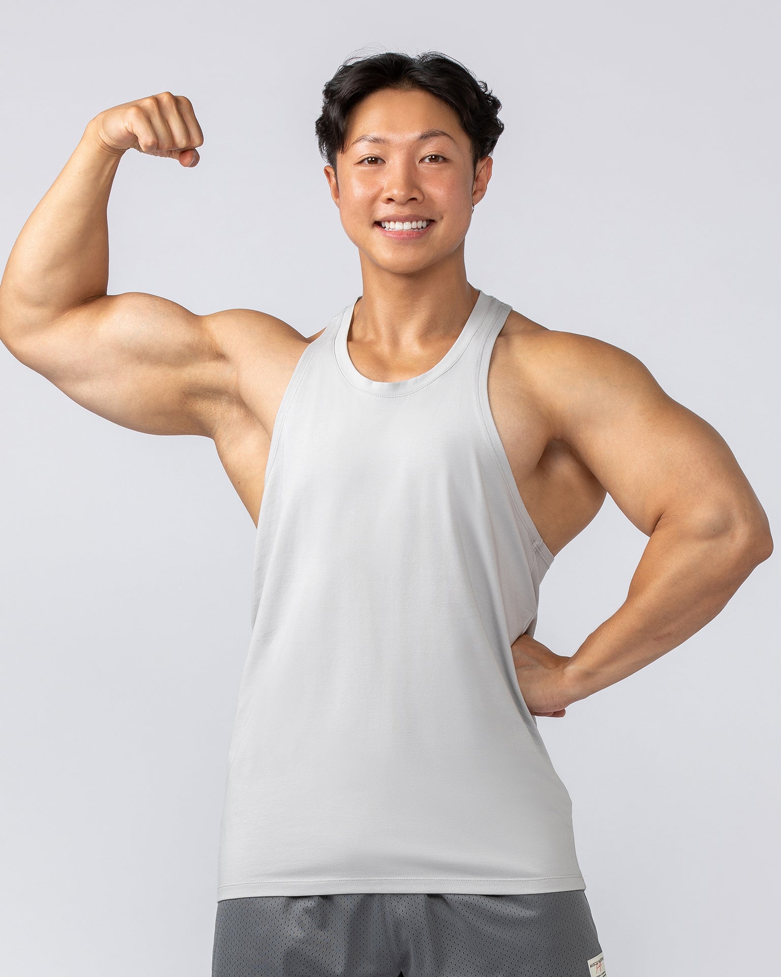 Lee Lem String Singlet - Ice Grey-Singlets & Tanks-S-022550ICEGREY-S-MNAPPRL40891-2-Muscle Nation