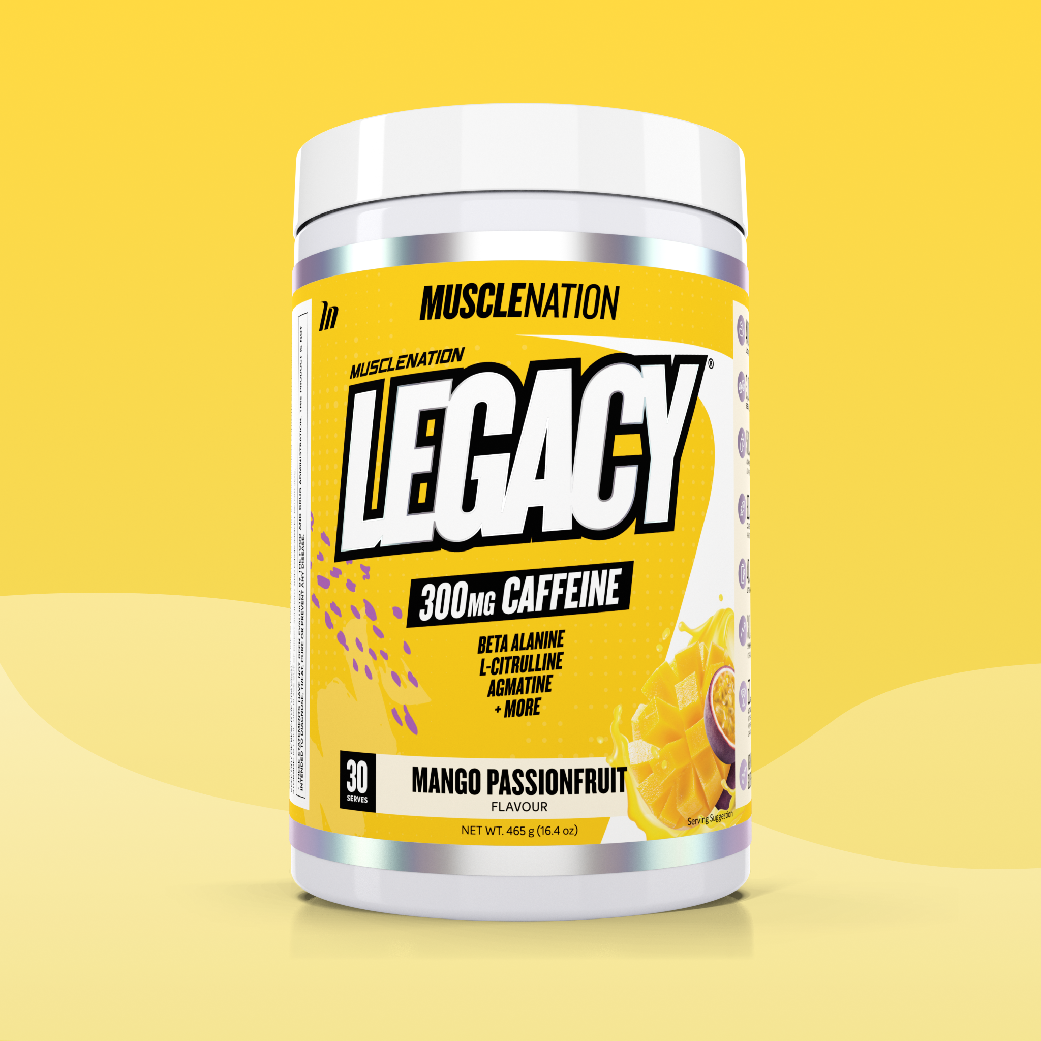LEGACY Pre-Workout Energy - Mango Passionfruit - 30 serves-Pre-Workouts-MNSUPPS0243-764460254525-1-Muscle Nation