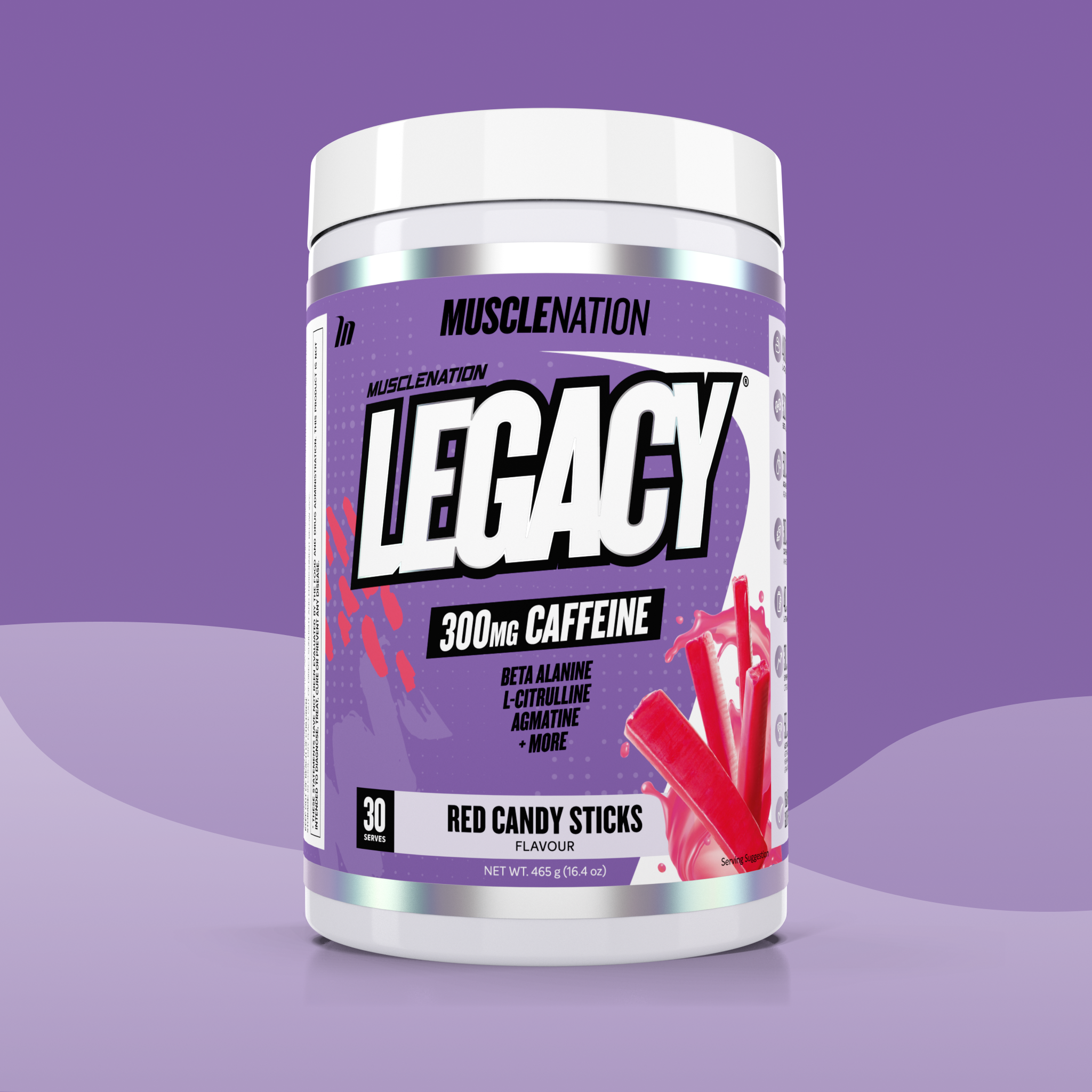 LEGACY Pre-Workout Energy - Red Candy Sticks - 30 serves-Pre-Workouts-MNSUPPS0135-745125305851-1-Muscle Nation