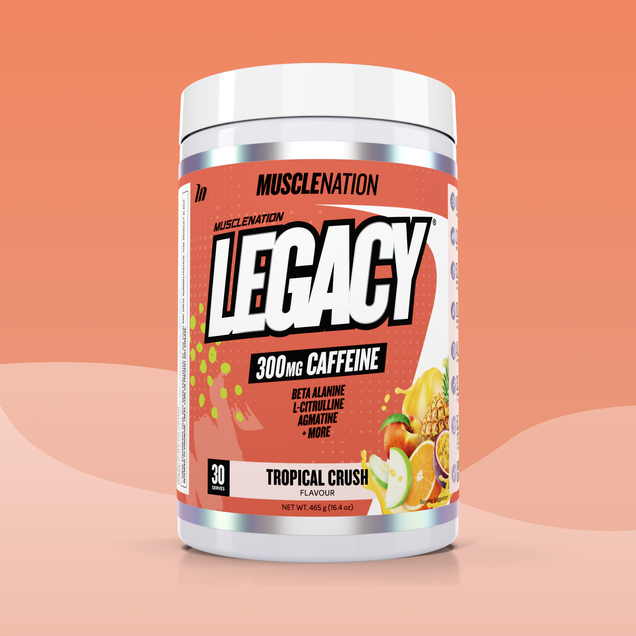 LEGACY Pre-Workout Energy - Tropical Crush - 30 serves-Pre-Workouts-MNSUPPS0250-764460254532-1-Muscle Nation
