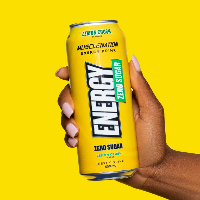 MN ENERGY DRINK Zero Sugar Lemon Crush 500ml (12 Pack) Muscle Nation