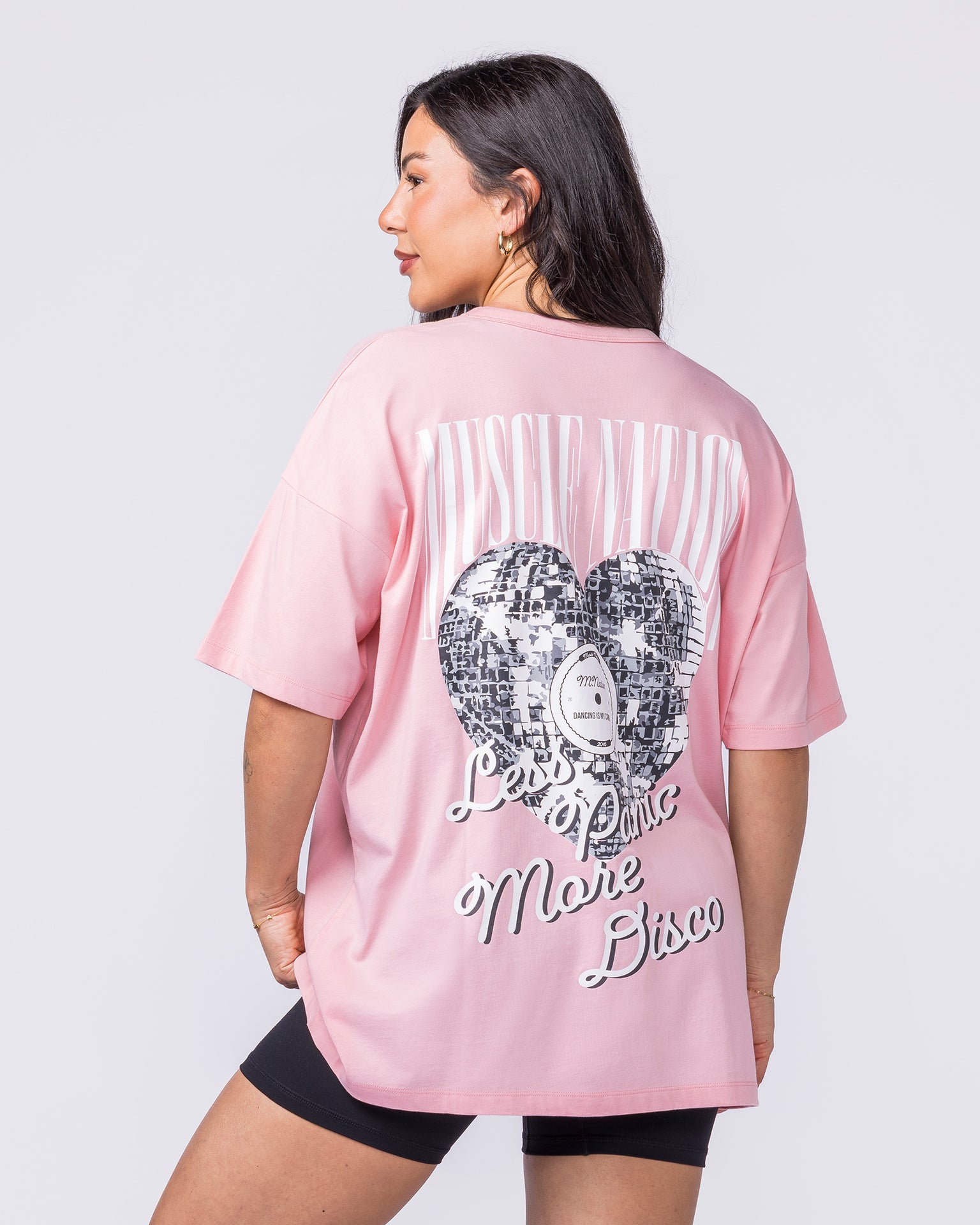 Less Panic More Disco Oversized Tee - Blush-T-Shirts-XXS-012624BLSH-XXS-MNAPPRL48841-2-Muscle Nation