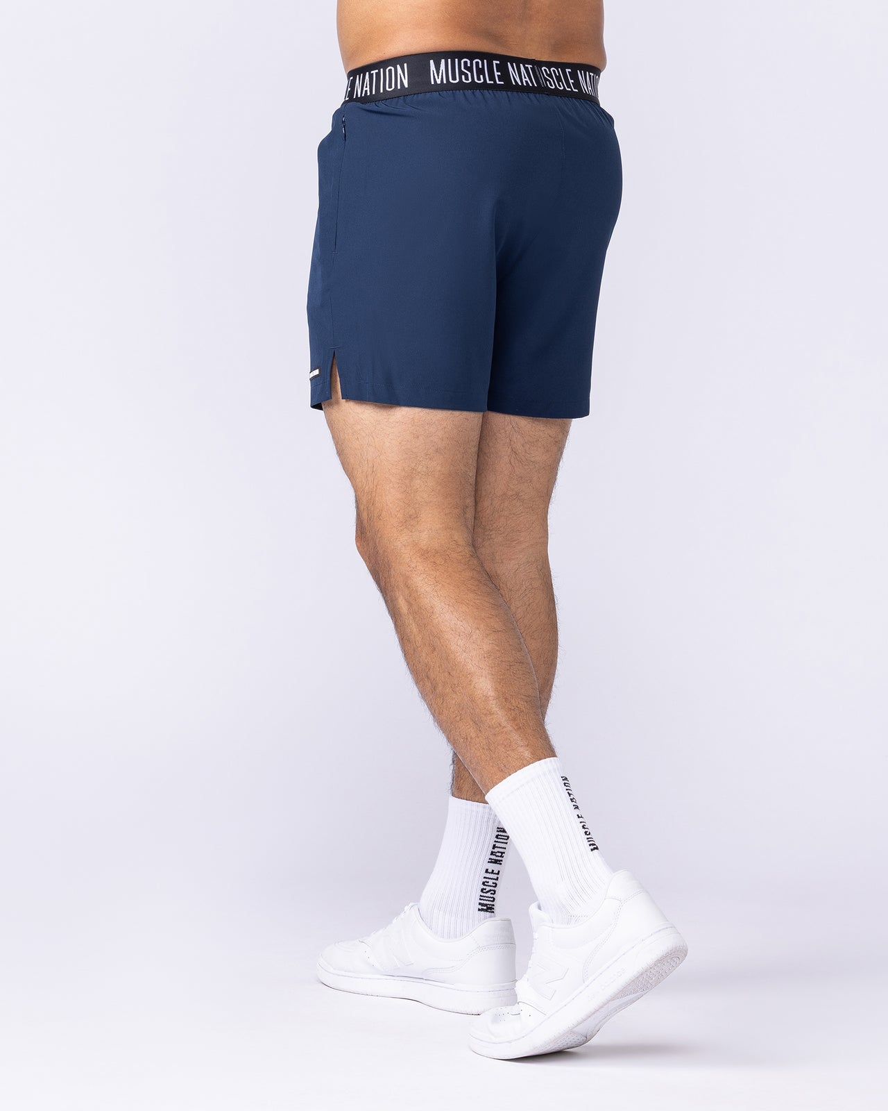 Level Up Training 4" Shorts Navy - Muscle Nation men's gym shorts, view 2