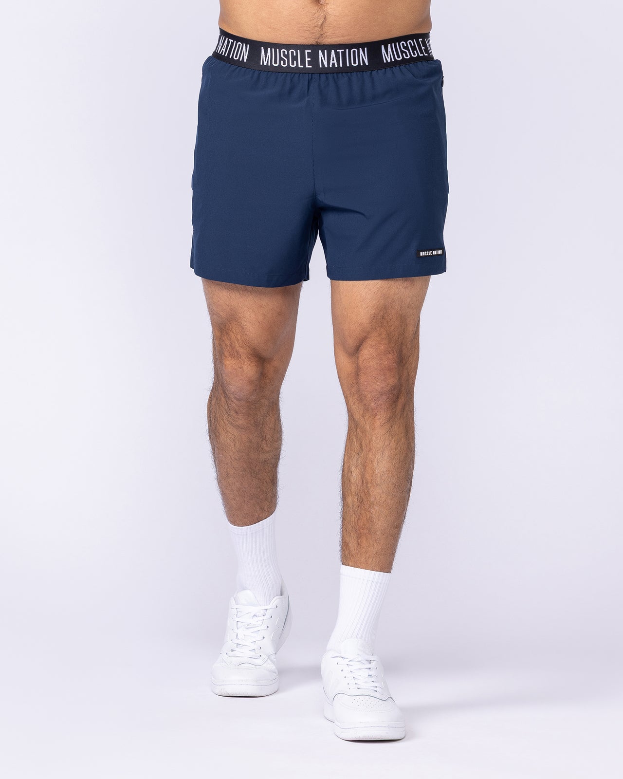 Level Up Training 4" Shorts Navy - Muscle Nation men's gym shorts, view 3