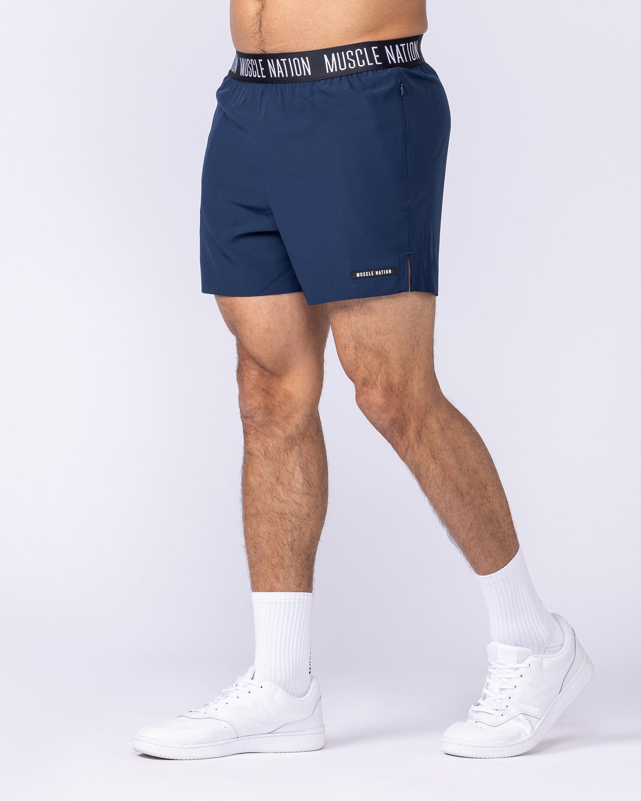 Level Up Training 4" Shorts Navy - Muscle Nation men's gym shorts, view 4
