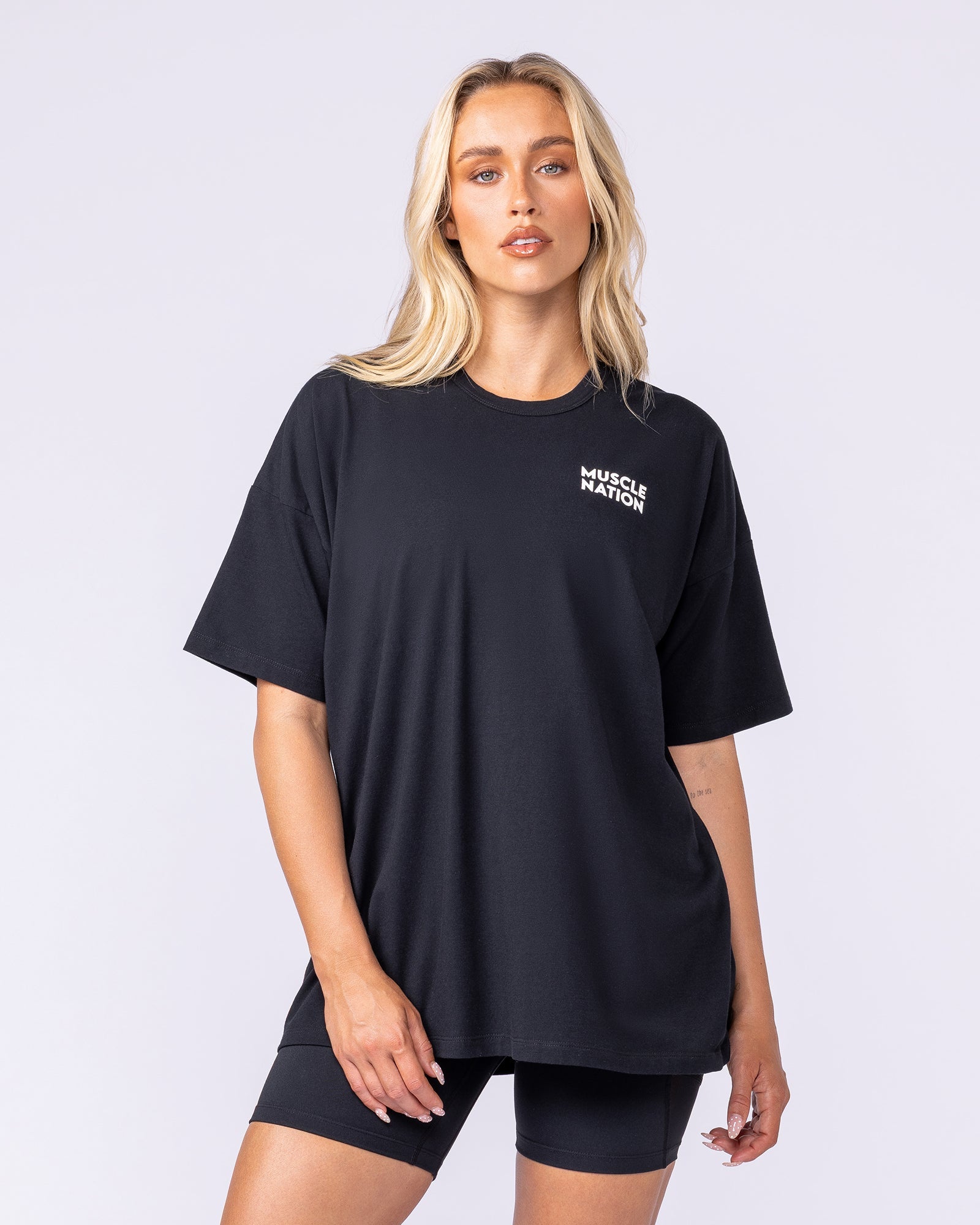 Lifestyle Club Oversized Tee - Black-T-Shirts-XXS-1125231BLK-XXS-MNAPPRL46233-2-Muscle Nation