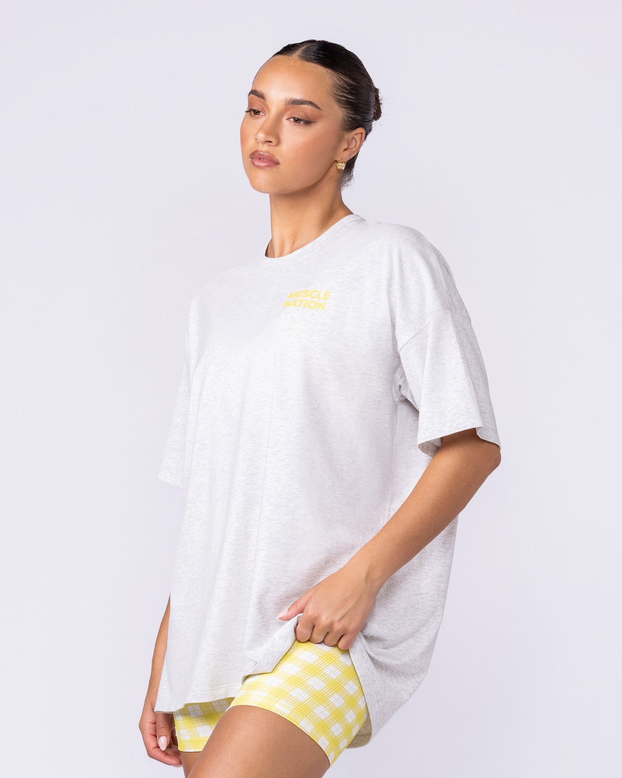 Lifestyle Club Oversized Tee - Snow Grey Marl-T-Shirts-XXS-1125231SNGRYMR-XXS-MNAPPRL46260-3-Muscle Nation