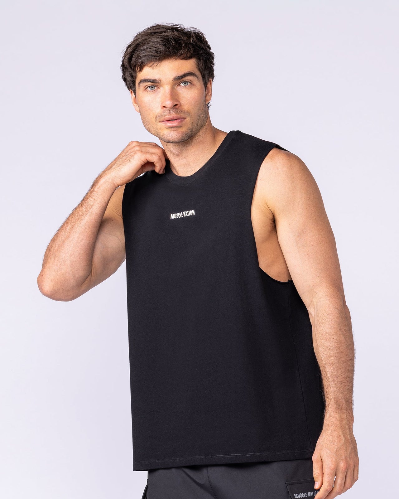 Lifestyle Training Tank Black - Muscle Nation men's muscle tank, view 3