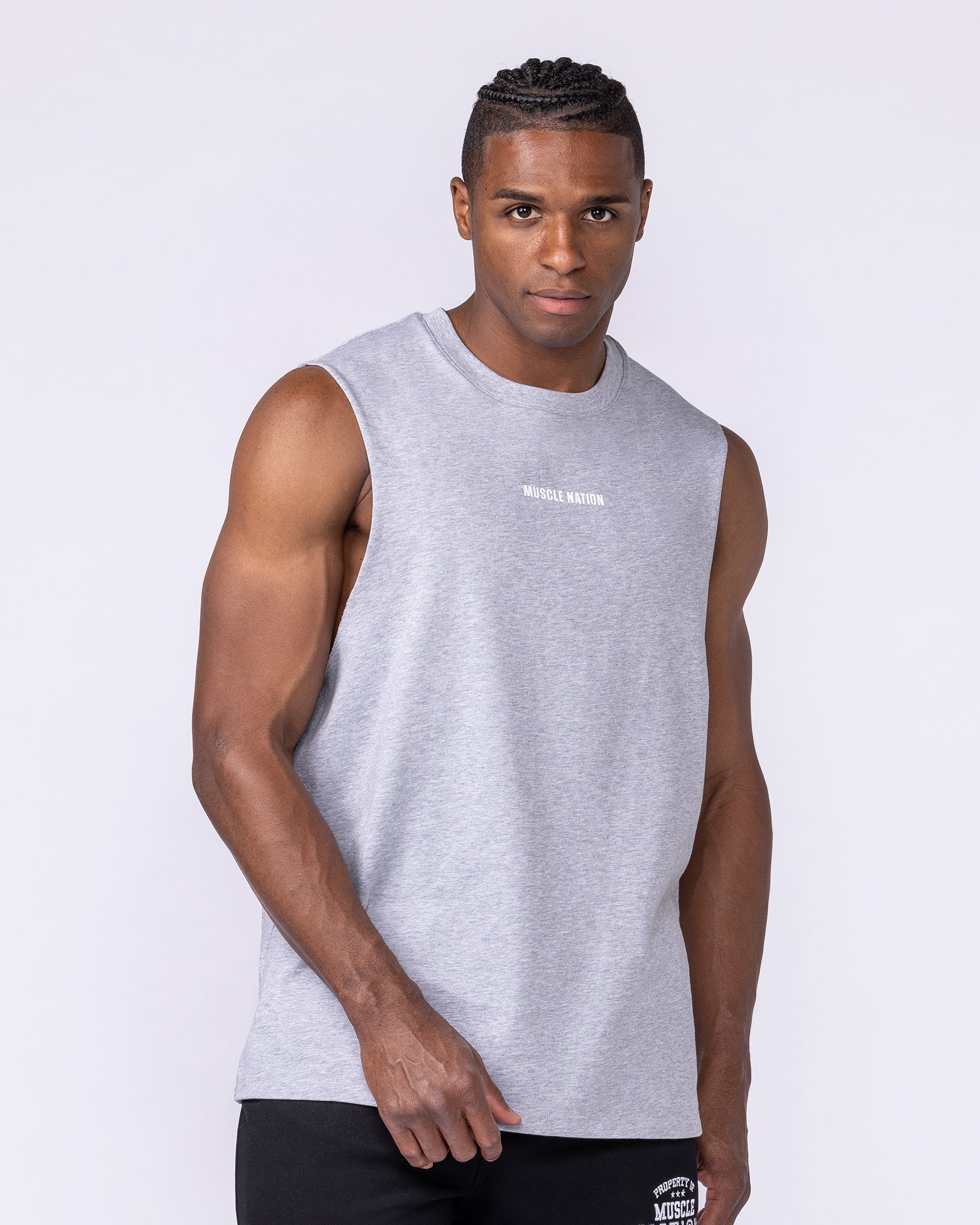 Lifestyle Training Tank Light Grey Marl - Muscle Nation men's muscle tank