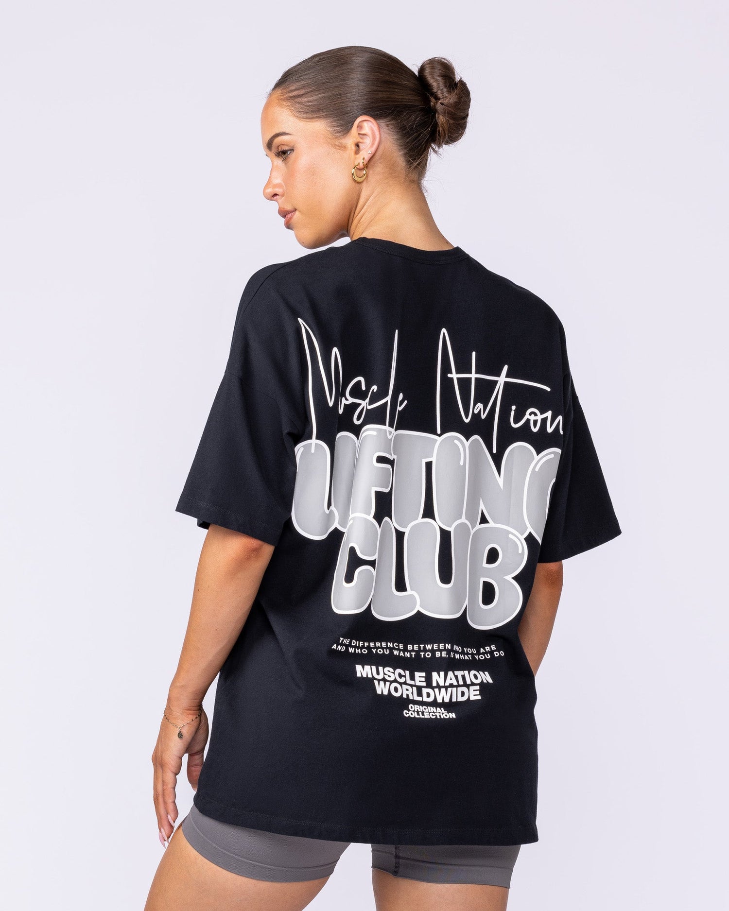 Lifting Club Oversized Tee - Black-T-Shirts-XXS-022509BLK-XXS-MNAPPRL40574-1-Muscle Nation