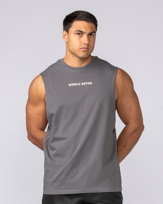 Lifting Club Drop Arm Tank - Gunmetal-Singlets & Tanks-S-062528GUNMTL-S-MNAPPRL43258-2-Muscle Nation