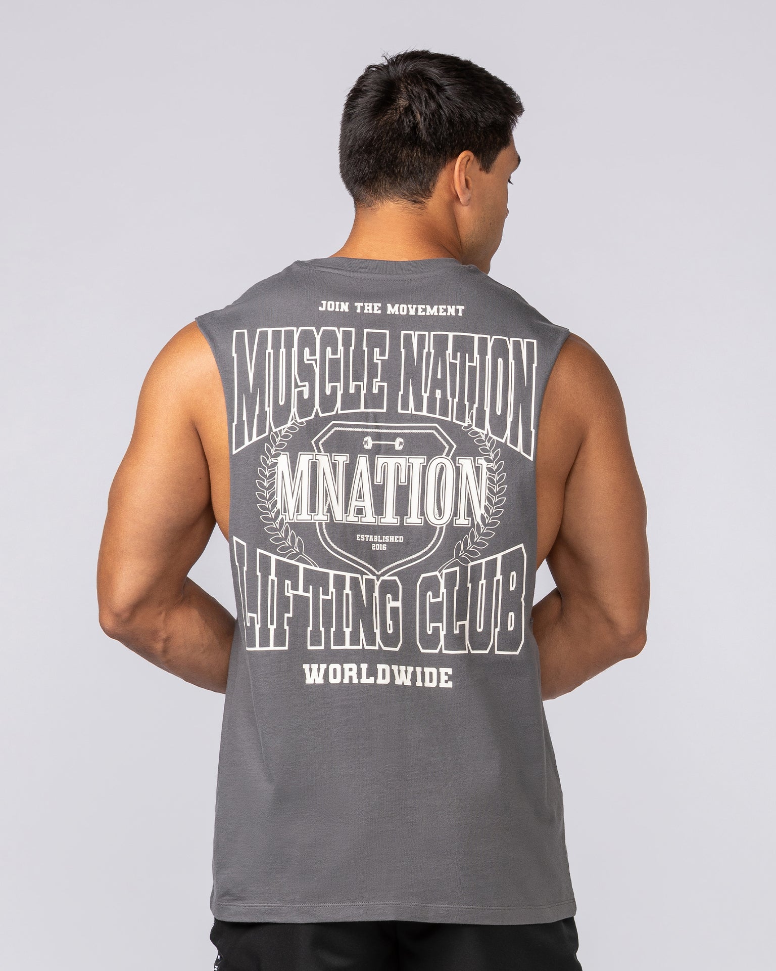 Lifting Club Drop Arm Tank - Gunmetal-Singlets & Tanks-S-062528GUNMTL-S-MNAPPRL43258-4-Muscle Nation