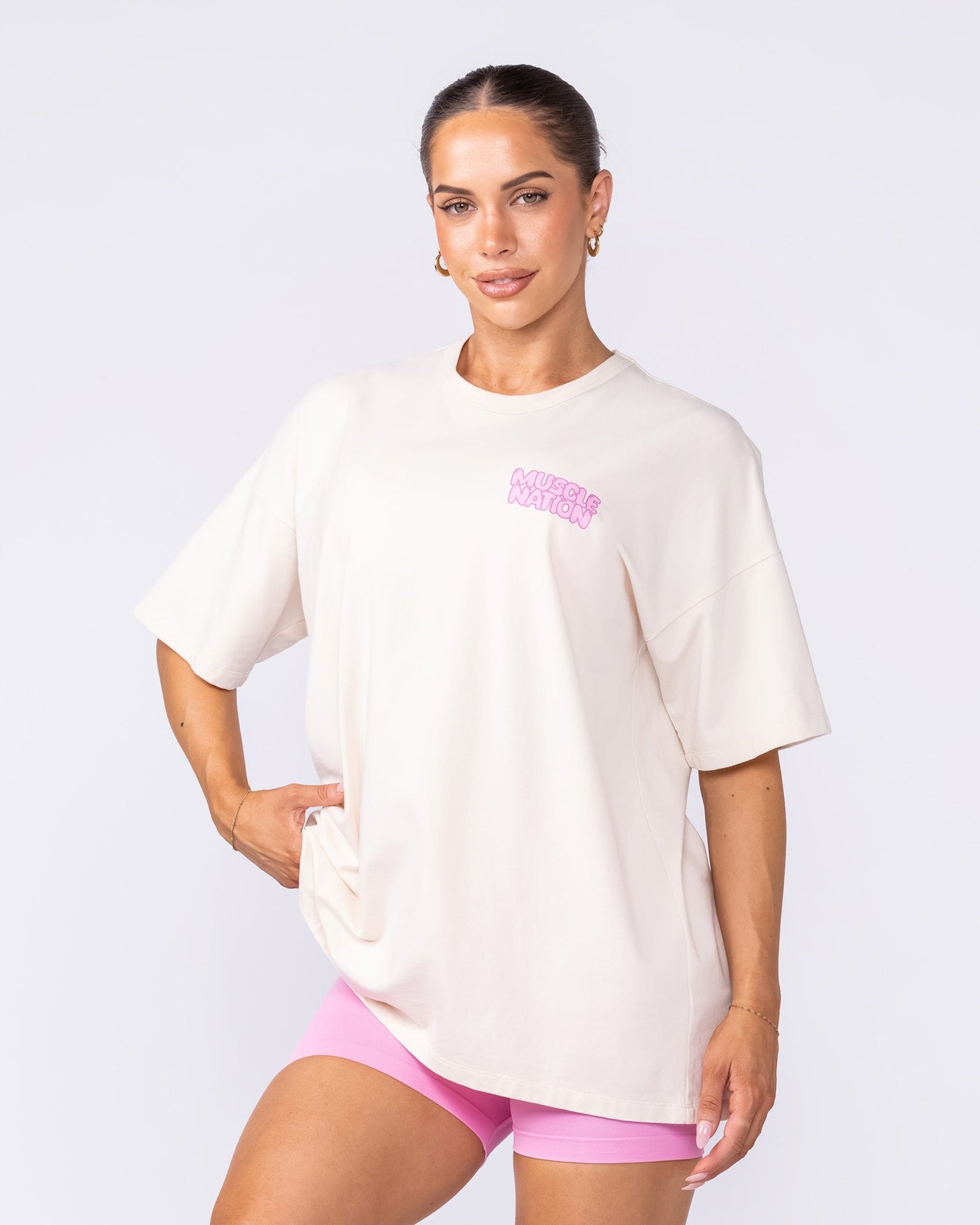Lifting Club Oversized Tee - Dew / Pink-T-Shirts-XXS-122503DEWPNK-XXS-MNAPPRL48130-4-Muscle Nation