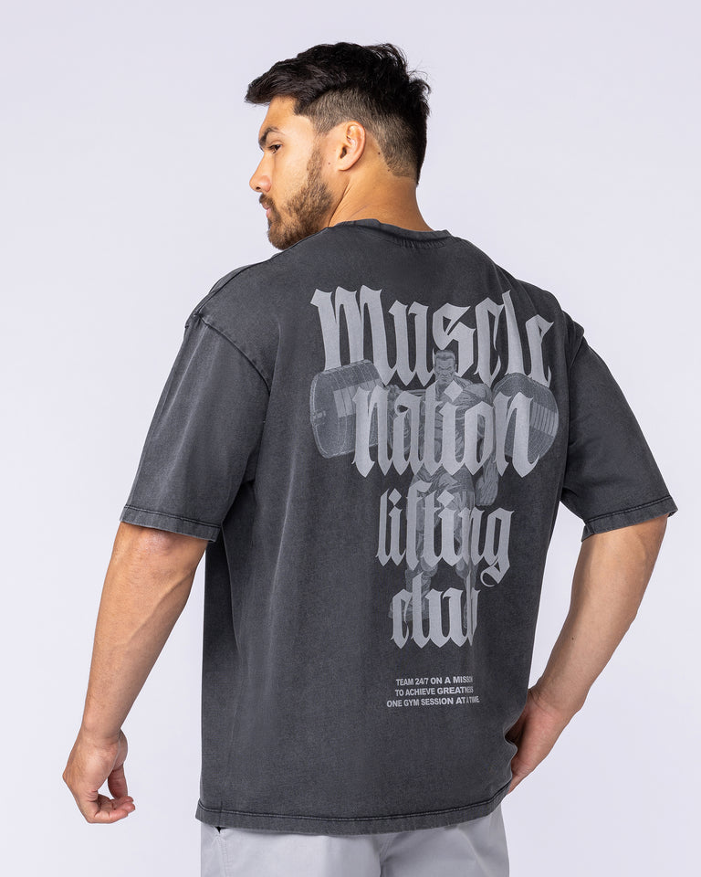 Lifting Club Oversized Vintage Tee - Washed Black-T-Shirts-XS-1125136WSHBLK-XS-MNAPPRL47523-5-Muscle Nation