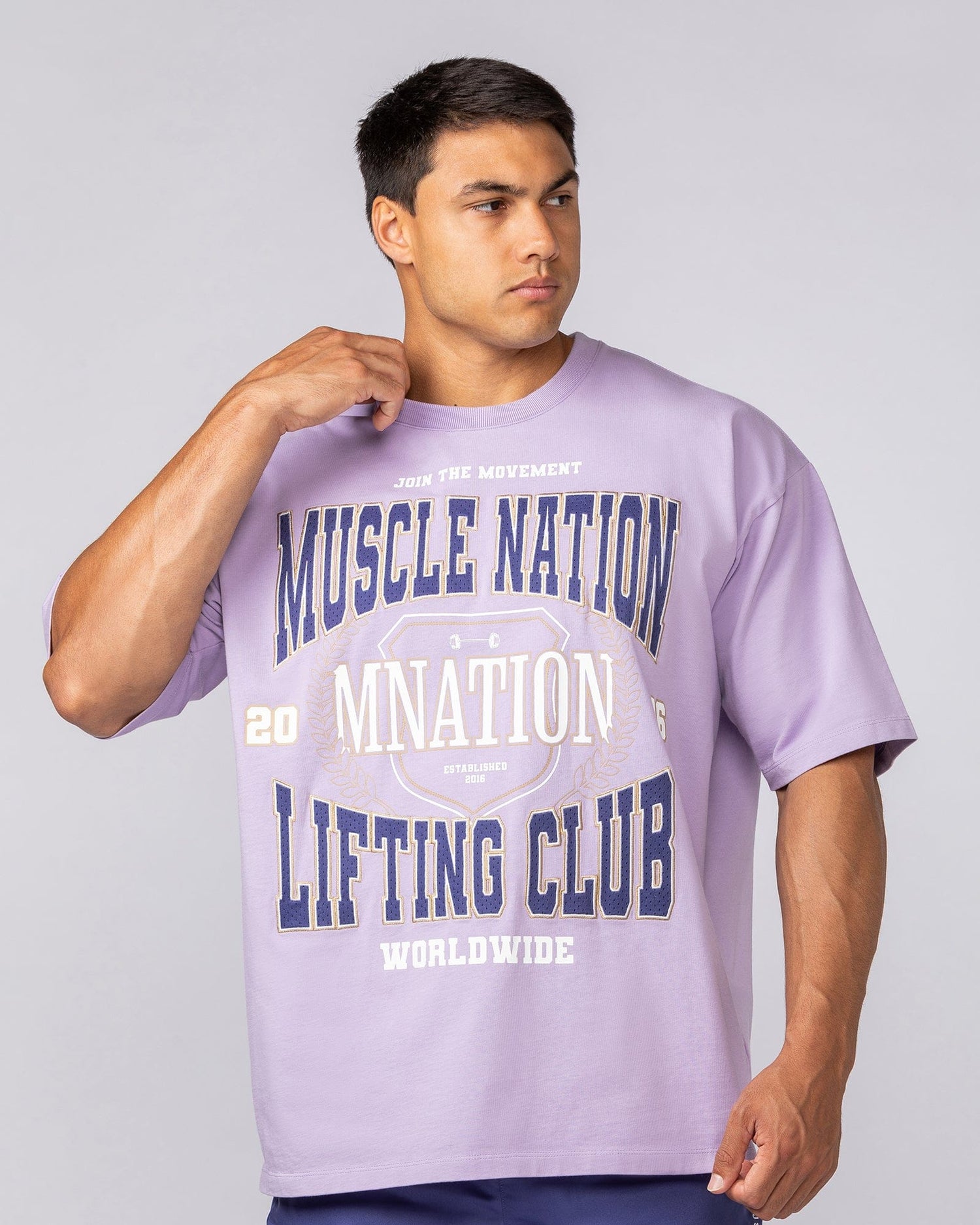 Lifting Club Pump Cover in Lavender - Muscle Nation men's gym tee