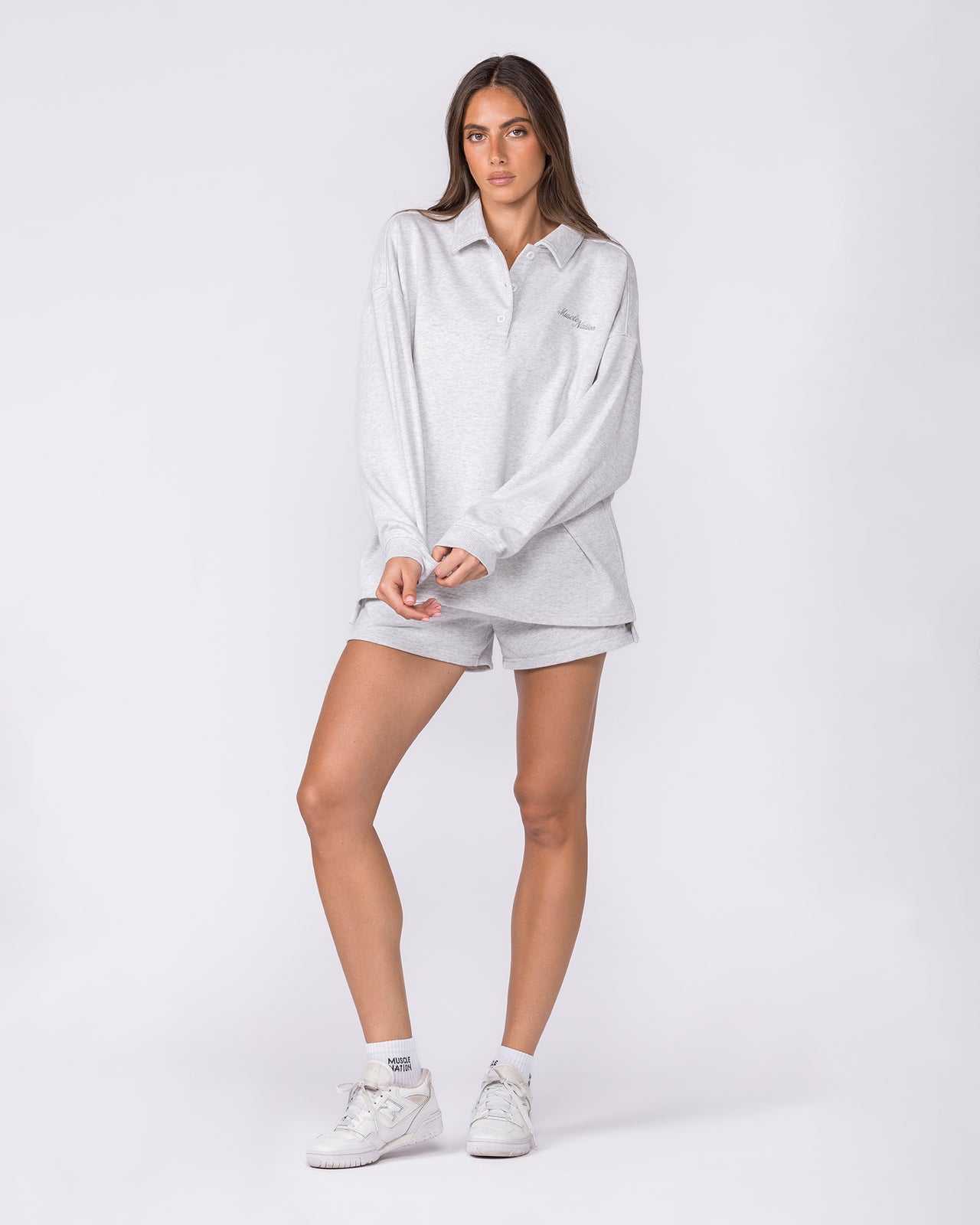 Loopback Lounge Shorts - Snow Grey Marl-Shorts-XXS-032624SNGRYMR-XXS-MNAPPRL49476-7-Muscle Nation